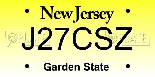J27CSZ New Jersey License Plate