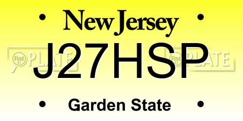 J27HSP New Jersey License Plate