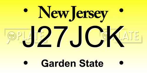 J27JCK New Jersey License Plate