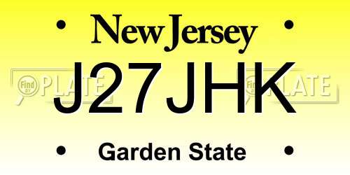J27JHK New Jersey License Plate