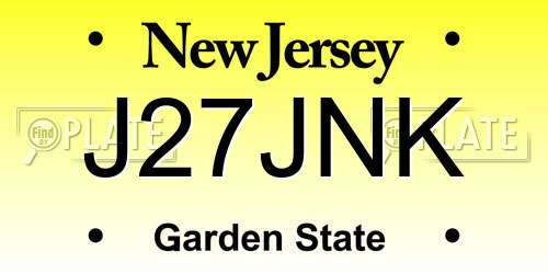 J27JNK New Jersey License Plate