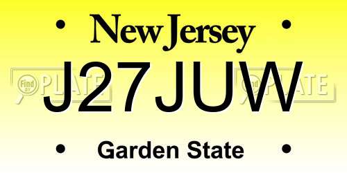 J27JUW New Jersey License Plate