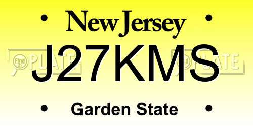 J27KMS New Jersey License Plate