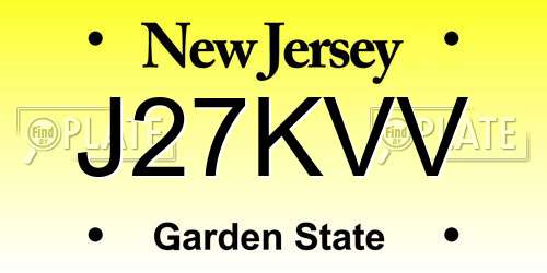 J27KVV New Jersey License Plate