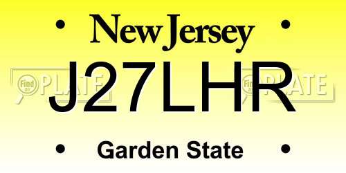 J27LHR New Jersey License Plate