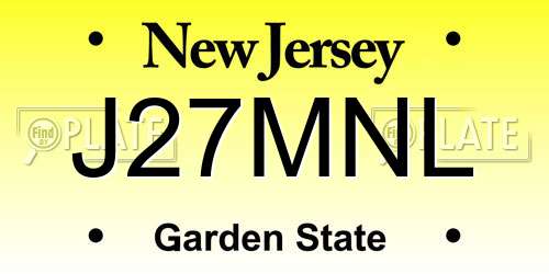 J27MNL New Jersey License Plate