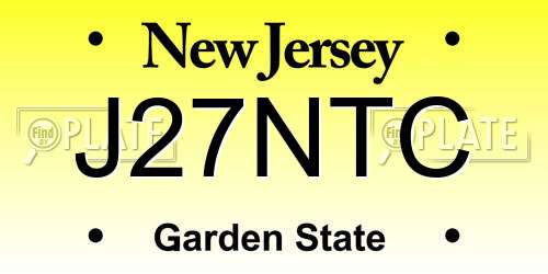 J27NTC New Jersey License Plate