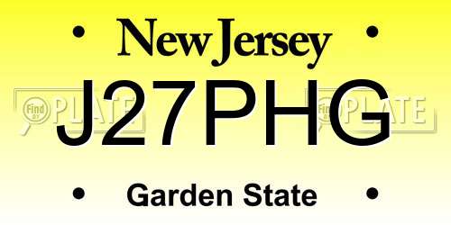 J27PHG New Jersey License Plate