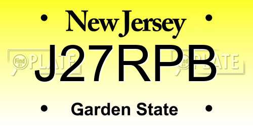 J27RPB New Jersey License Plate