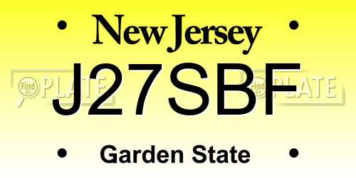 J27SBF New Jersey License Plate