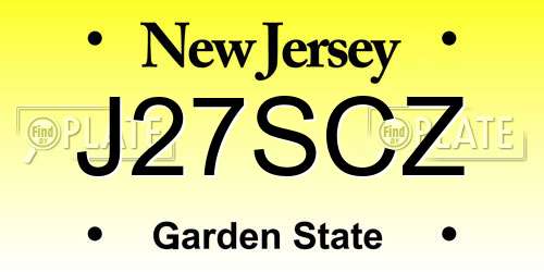 J27SCZ New Jersey License Plate