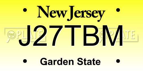 J27TBM New Jersey License Plate