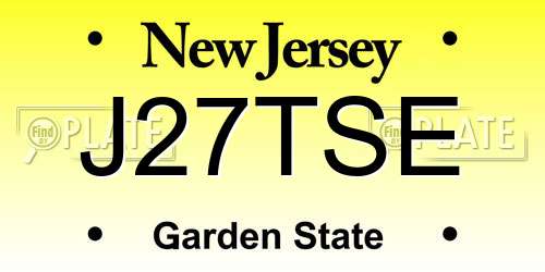 J27TSE New Jersey License Plate
