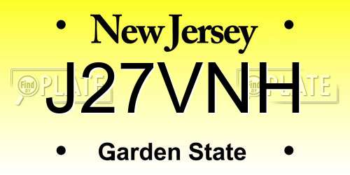 J27VNH New Jersey License Plate