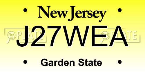 J27WEA New Jersey License Plate