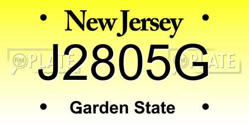 J2805G New Jersey License Plate