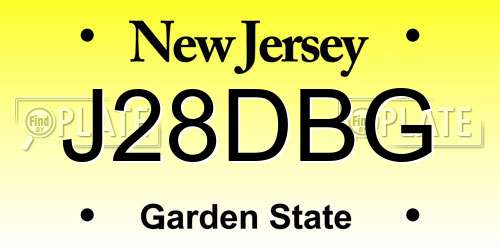 J28DBG New Jersey License Plate