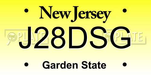 J28DSG New Jersey License Plate