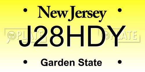 J28HDY New Jersey License Plate
