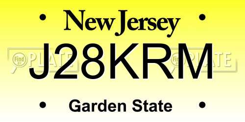 J28KRM New Jersey License Plate