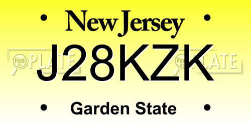 J28KZK New Jersey License Plate