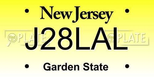 J28LAL New Jersey License Plate