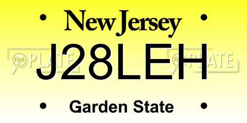 J28LEH New Jersey License Plate