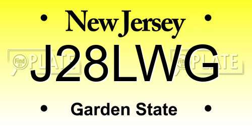 J28LWG New Jersey License Plate