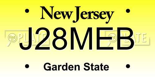 J28MEB New Jersey License Plate