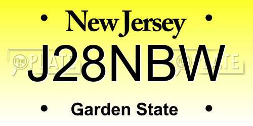 J28NBW New Jersey License Plate