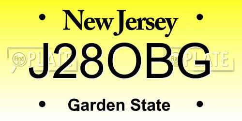 J28OBG New Jersey License Plate