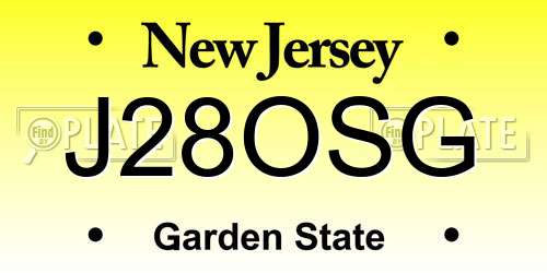 J28OSG New Jersey License Plate