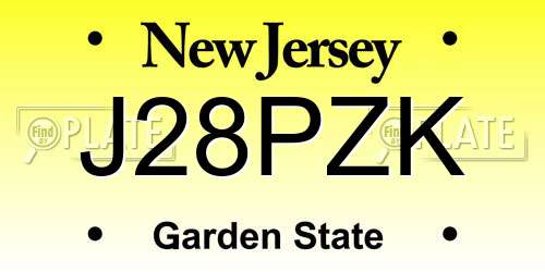 J28PZK New Jersey License Plate