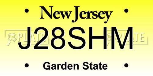 J28SHM New Jersey License Plate