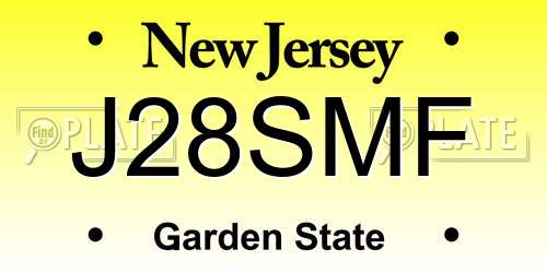 J28SMF New Jersey License Plate
