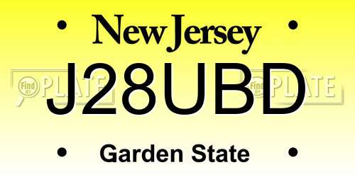 J28UBD New Jersey License Plate