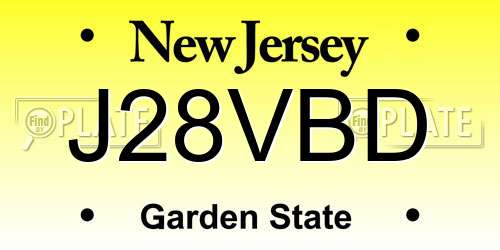 J28VBD New Jersey License Plate