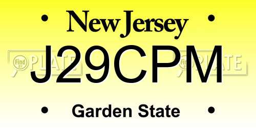 J29CPM New Jersey License Plate