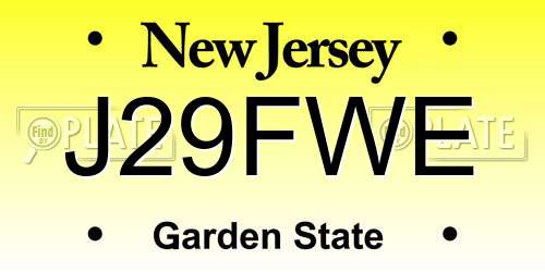 J29FWE New Jersey License Plate