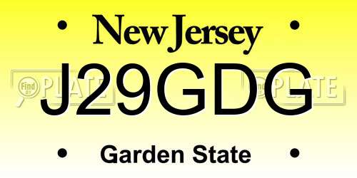 J29GDG New Jersey License Plate