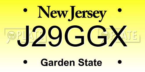 J29GGX New Jersey License Plate