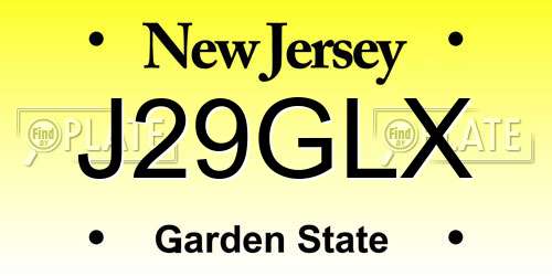 J29GLX New Jersey License Plate