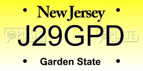 J29GPD New Jersey License Plate