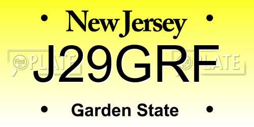 J29GRF New Jersey License Plate