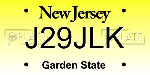 J29JLK New Jersey License Plate