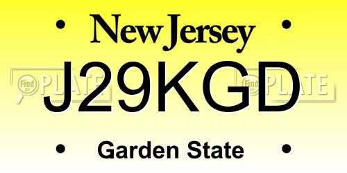 J29KGD New Jersey License Plate