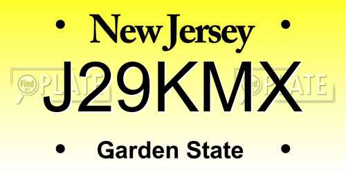 J29KMX New Jersey License Plate