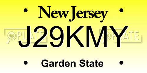 J29KMY New Jersey License Plate