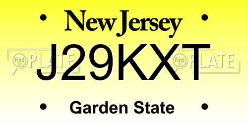 J29KXT New Jersey License Plate