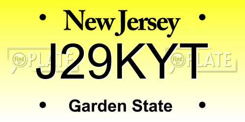 J29KYT New Jersey License Plate